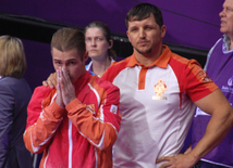 Azərbaycan gimnastı Oleq Stepko Avropa Oyunlarında paralel qollarda hərəkətlərdə qızıl medal qazandı. Bakı, Azərbaycan, 20 iyun 2015